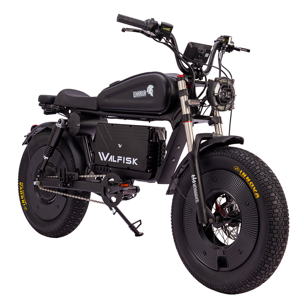 WALFISK Electric bike ET-7 3000W Brushless Motor 60V45AH Big Battery Black Warrior Ebike Full suspension 50MPH 100miles（Free Rear Cushion