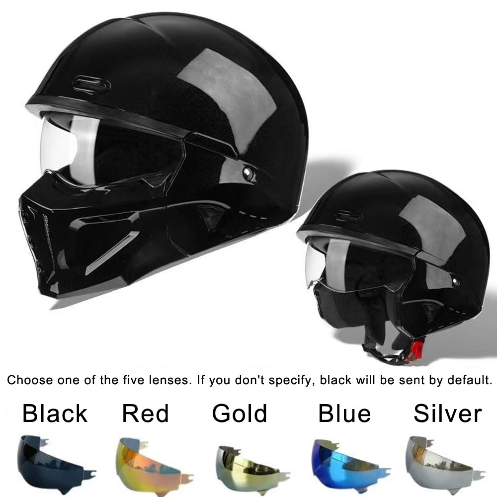 cycle motorcycle helmet WALFISK Electric Bike/Motorcycle Combo Helmet Bright Black / M-57-58cm