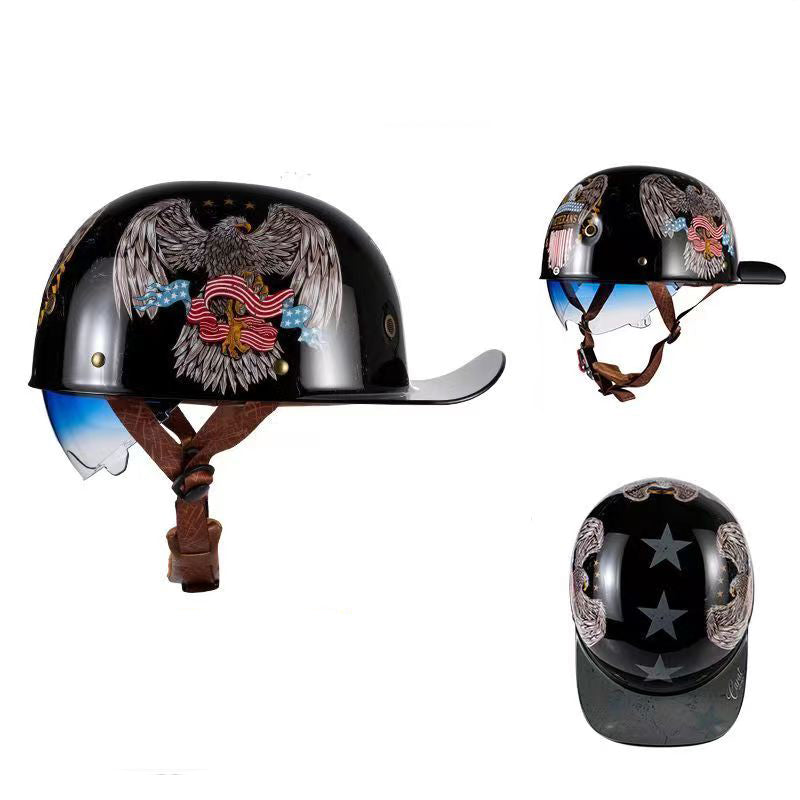 et motorcycle helmet Retro Trend Helmet Electric Bicycle Motorcycle Helmet Harley Helmet Eagle / M(55-56CM)