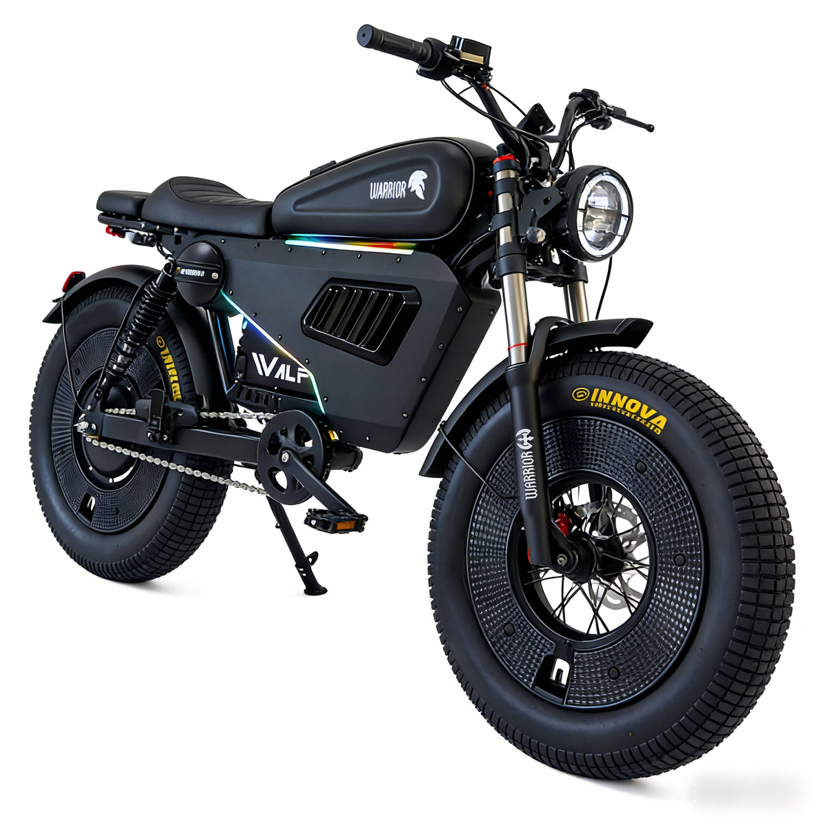 WALFISK Electric bike ET-7 3000W Brushless Motor 60V45AH Big Battery Black Warrior Ebike Full suspension 50MPH 100miles（Free Rear Cushion